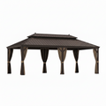 12 Ft. X 22 Ft. Double Galvanized Steel Roof Aluminum Frame Outdoor Patio Hardtop Gazebo with Netting and Curtains