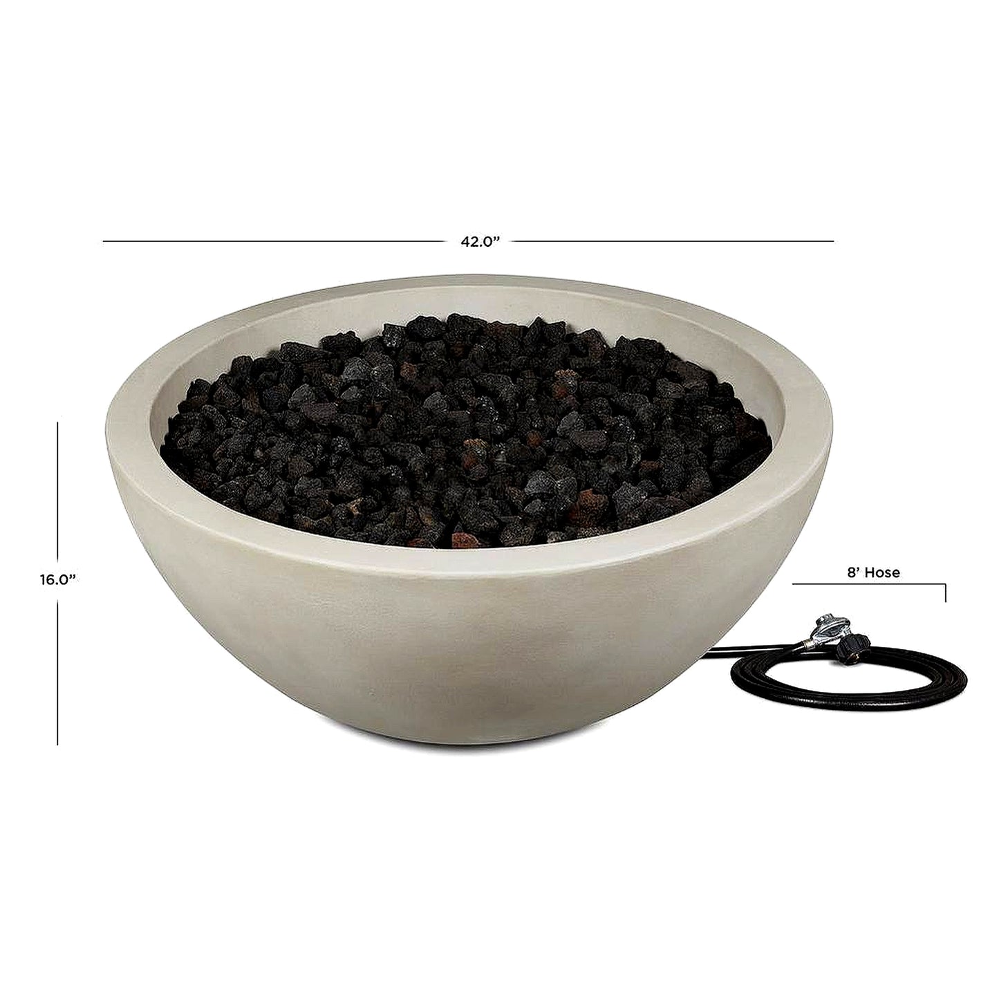 Pompton 42 In. round Concrete Composite Propane Fire Pit in Fog with Vinyl Cover